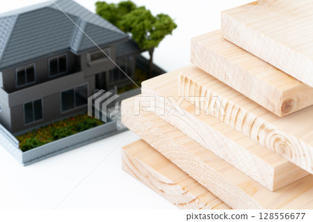 Wood and miniature detached house Wood and miniature detached house 128556677