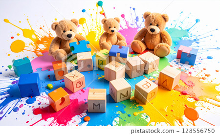 Early Childhood Learning Toys. Back to School concept. Generated image 128556750