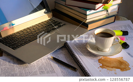 University Research Desk. Back to School concept. Generated image 128556787