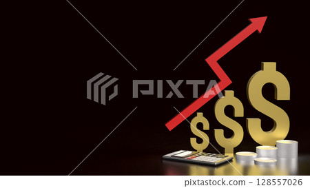 The Gold Dollar and Arrow up for Business concept 3d Rendering. The Gold Dollar and Arrow up for Business concept 3d Rendering. 128557026