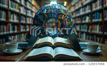 Study Group Coffee Break. Back to School concept. Generated image Study Group Coffee Break. Back to School concept. Generated image 128557098