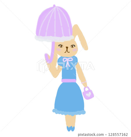 拿著陽傘的兔子 拿著陽傘的兔子 128557162