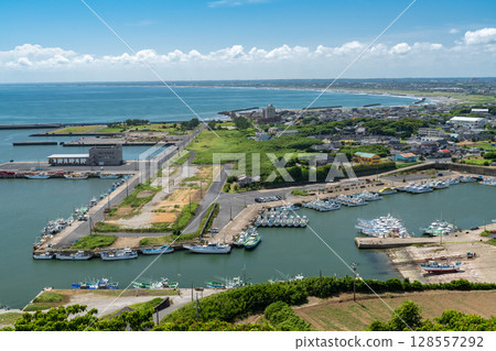 View of Cape Iioka, Chiba Prefecture, and the blue summer sky View of Cape Iioka, Chiba Prefecture, and the blue summer sky 128557292