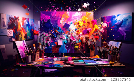 Art History Study Corner. Back to School concept. Generated image 128557545