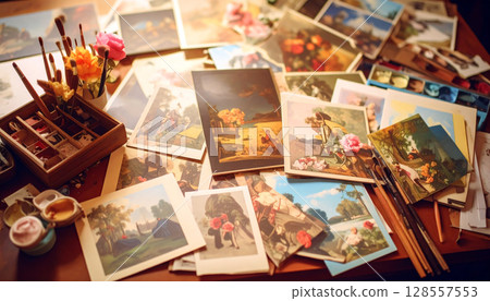 Art History Study Corner. Back to School concept. Generated image 128557553