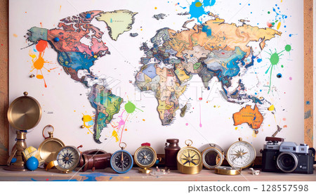 Geography Class Map Wall. Back to School concept. Generated image 128557598