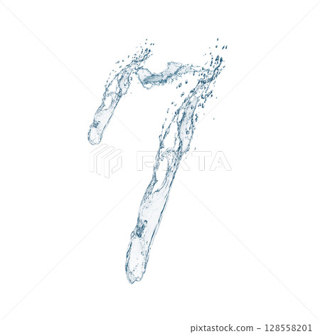 3d illustration of water splashing in the shape of the number 7 128558201