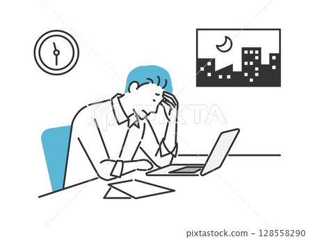 A businessman who is tired from working overtime 128558290