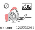 A businesswoman who is tired from working overtime 128558291