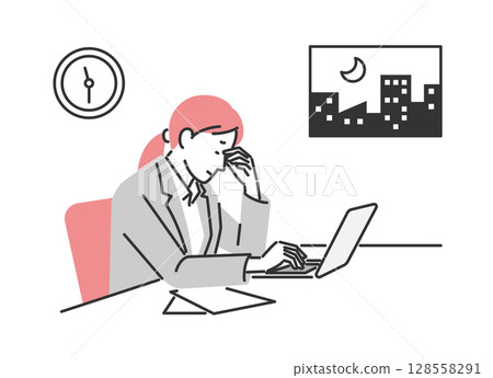 A businesswoman who is tired from working overtime 128558291