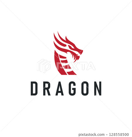 dragon logo design silhouette mythical animal legend with vintage concept old minimalist simple templet 128558500