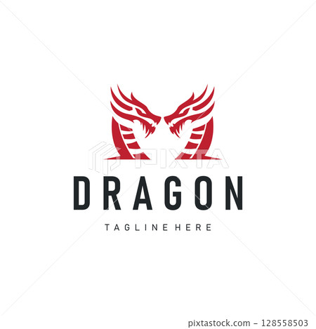 dragon logo design silhouette mythical animal legend with vintage concept old minimalist simple templet dragon logo design silhouette mythical animal legend with vintage concept old minimalist simple templet 128558503