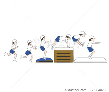 How to jump over a vaulting box How to jump over a vaulting box 128558632