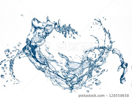 抽象藍色水濺的 3d 插圖 抽象藍色水濺的 3d 插圖 128558638