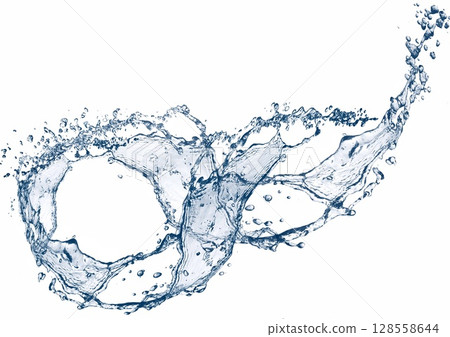 抽象藍色水濺的 3d 插圖 抽象藍色水濺的 3d 插圖 128558644