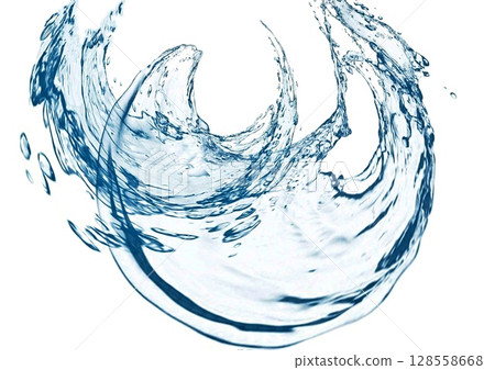 抽象藍色水濺的 3d 插圖 128558668