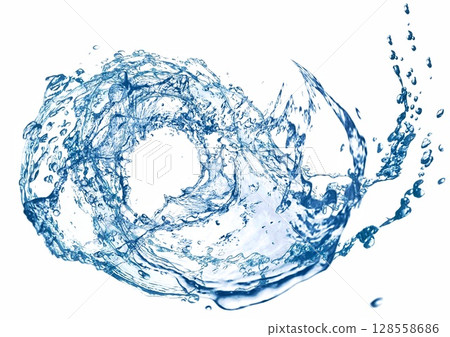 抽象藍色水濺的 3d 插圖 128558686