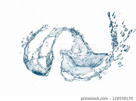 抽象藍色水濺的 3d 插圖 抽象藍色水濺的 3d 插圖 128559170