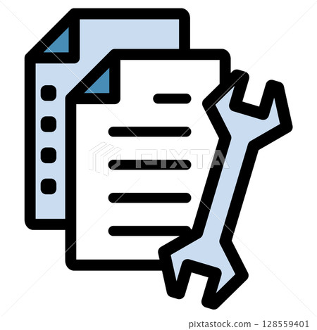 Illustration icon material: Spanner document file 065 128559401
