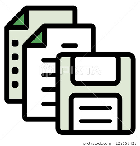 Illustration icon material set: Floppy document file 086 128559423