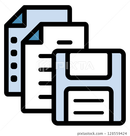 Illustration icon material set: Floppy document file 087 Illustration icon material set: Floppy document file 087 128559424