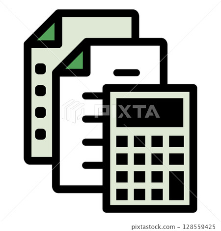 Illustration icon material set: Calculator file 058 128559425