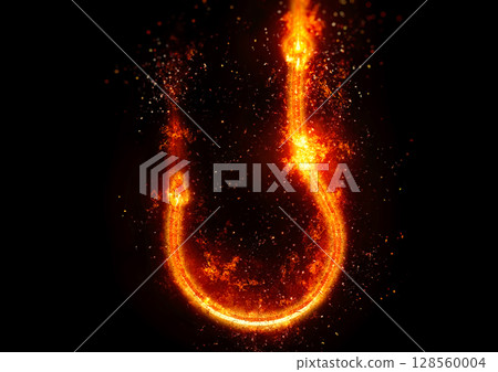 燃燒的魚鉤的 3d 插圖 燃燒的魚鉤的 3d 插圖 128560004