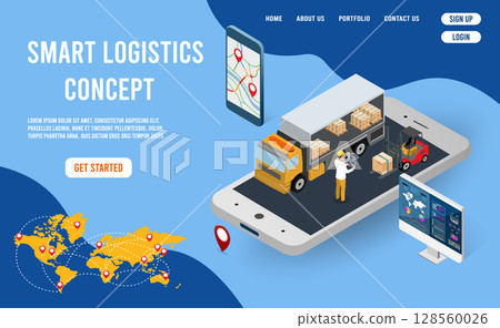Smart Logistics Concept Real-Time Tracking and Delivery Optimization 128560026