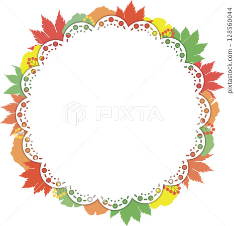 Autumn leaves and lace frame 128560044
