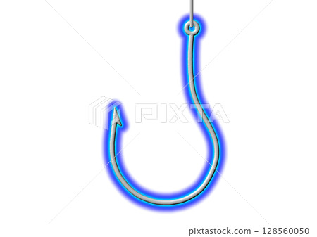 3d illustration of a simple blue fishing hook 128560050