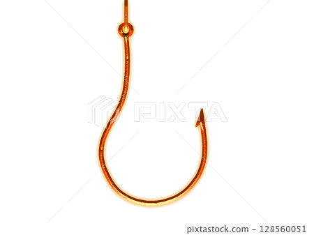 3d illustration of a simple red fishing hook 3d illustration of a simple red fishing hook 128560051