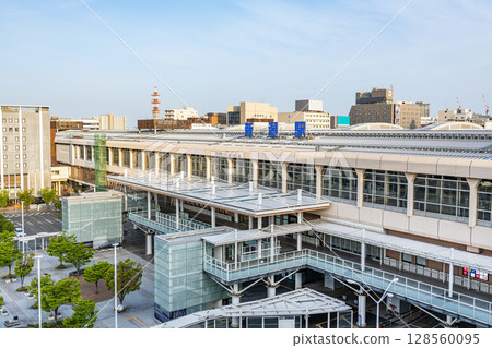 Niigata City, Niigata Prefecture, JR Niigata Station South Exit in the blue sky 128560095