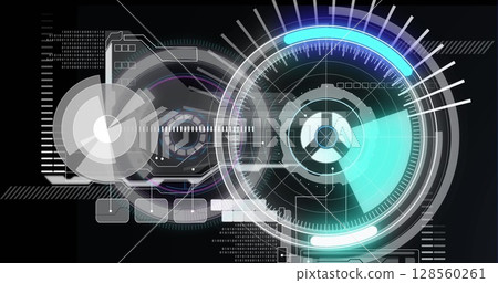 Image of scope scanning and data processing over digital screen 128560261
