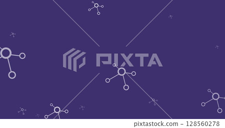 Image of network of connections flying up over purple background Image of network of connections flying up over purple background 128560278