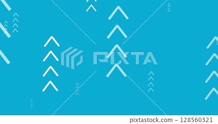 Image of online white arrows moving on blue background 128560321