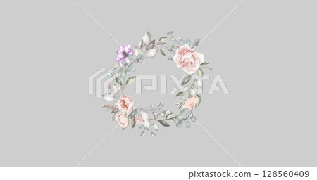Image of flowers spinning in hypnotic motion on grey background Image of flowers spinning in hypnotic motion on grey background 128560409