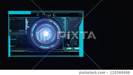 Image of scope scanning and data processing on screen 128560486