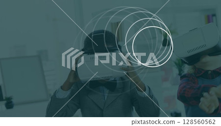 Image of scopes scanning over children wearing vr headsets Image of scopes scanning over children wearing vr headsets 128560562
