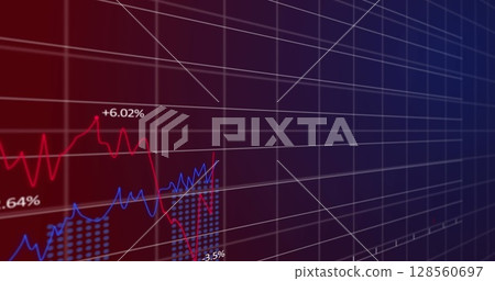 Image of financial data processing on grid 128560697