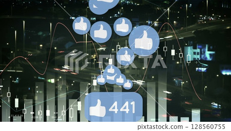 Image of icons over statistics 128560755
