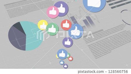Image of icons over statistics 128560756