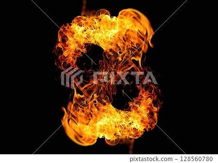 3d illustration of burning flames 128560780