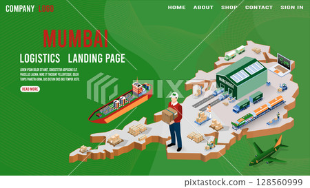 Mumbai Logistics Landing Page Cargo Transport and Supply Chain 128560999