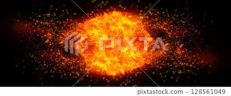 3d illustration of burning fireball 128561049