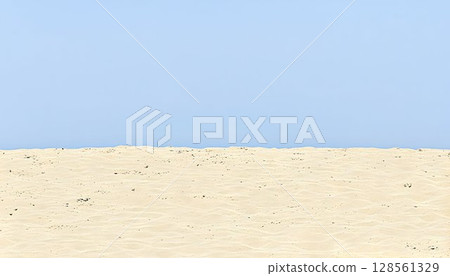 Pale Sandscape Under a Soft Blue Sky: Minimalist Desert Vista 128561329