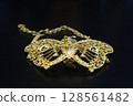 Intricate Gold Butterfly Pendant with Diamonds 128561482