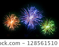 Colorful Fireworks Exploding in the Night Sky 128561510
