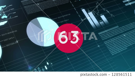 Image of numbers changing over statistics and data processing Image of numbers changing over statistics and data processing 128561511