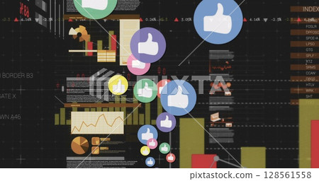 Image of icons over statistics 128561558