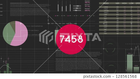 Image of numbers changing over statistics and data processing 128561568